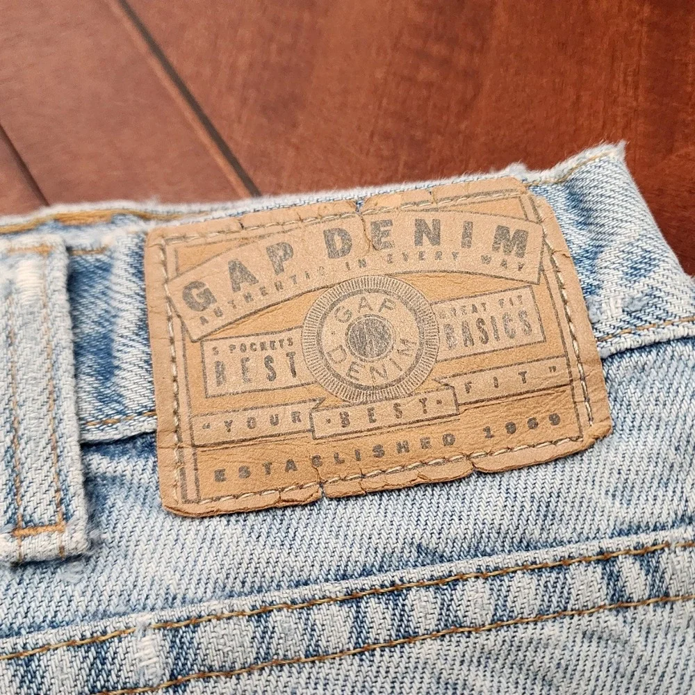 VTG Gap Jeans Mens 40x32 Blue Straight Leg Baggy Light Wash Denim Made USA 90s